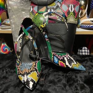 Clear Wedge Pointy Heels with Ankle Strap Size 10